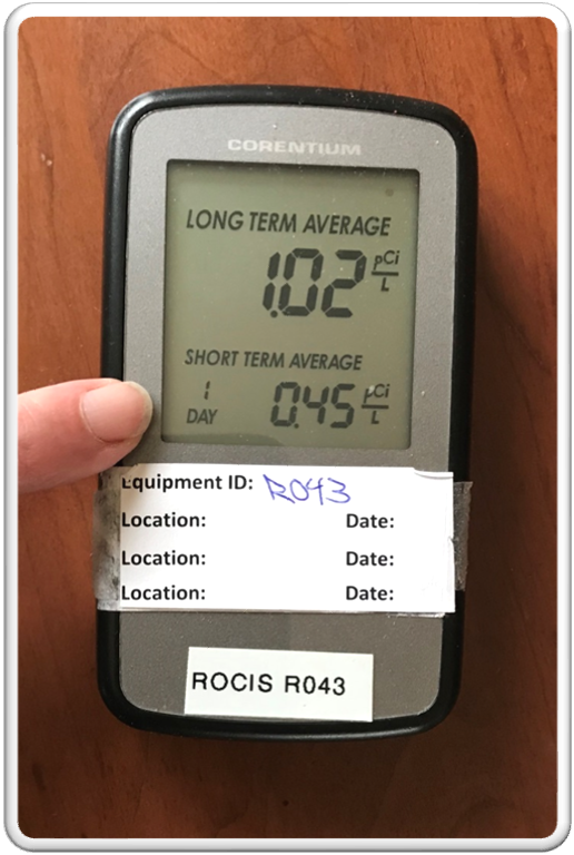 Corentium Home Radon Detector with ROCIS ID label