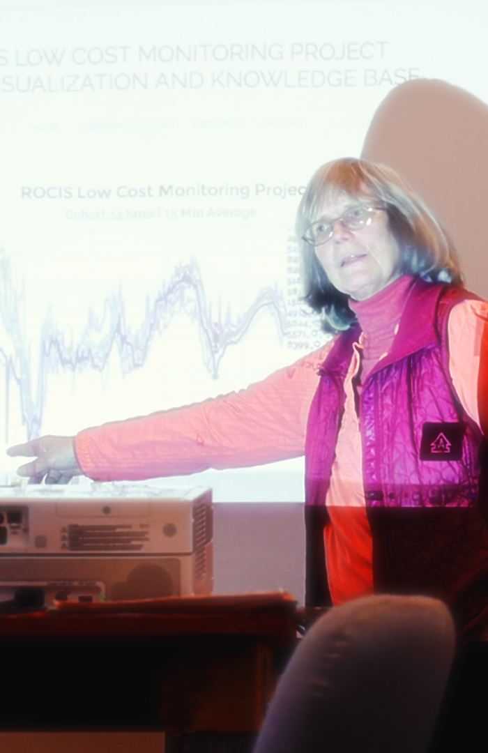 Linda giving a presentation on the Low Cost Monitoring Project