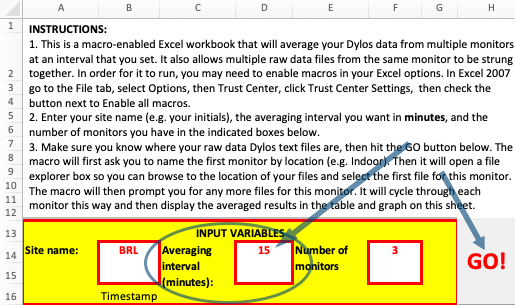 Screenshot showing Input Variables box