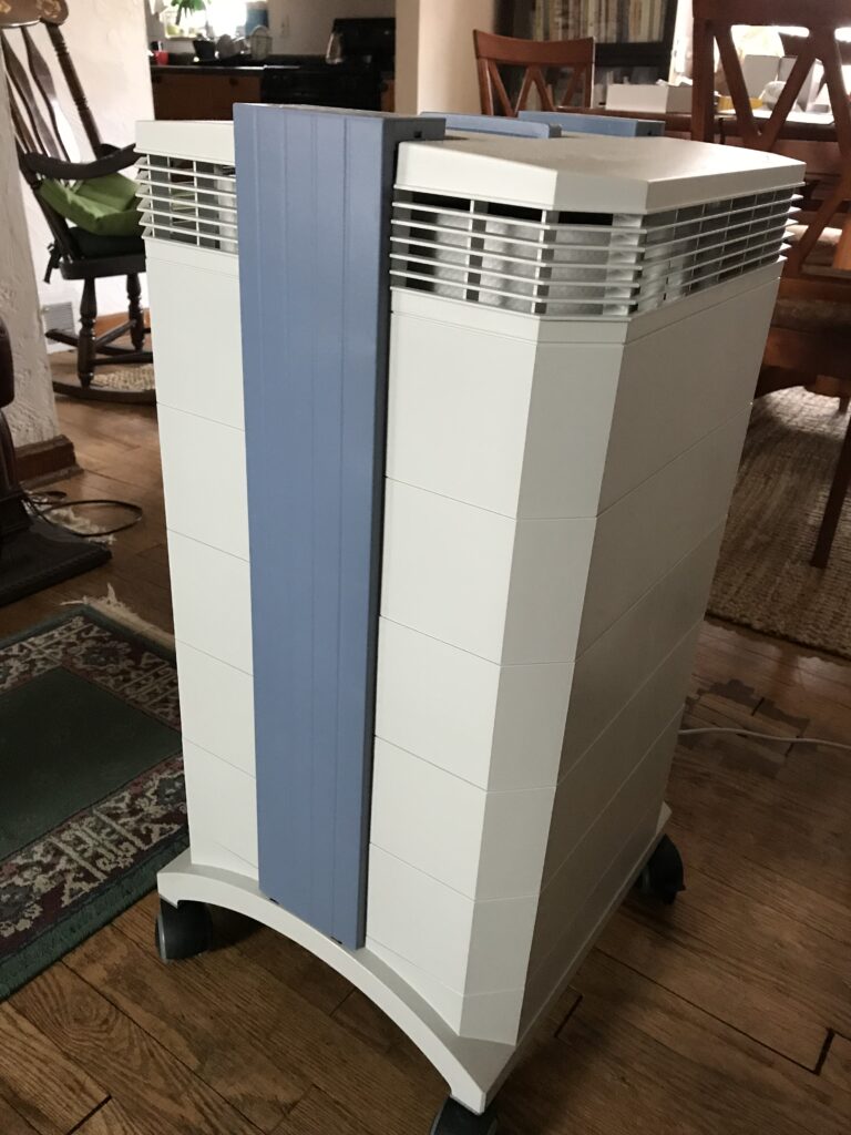 a portable air cleaner in a living room